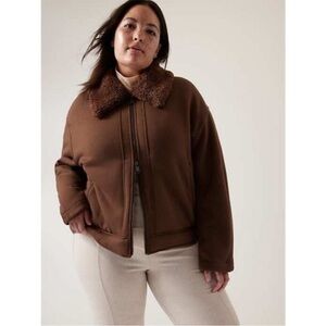 ATHLETA WESTBOUND SHERPA AVIATION ZIP UP COAT/JACKET MEDIUM